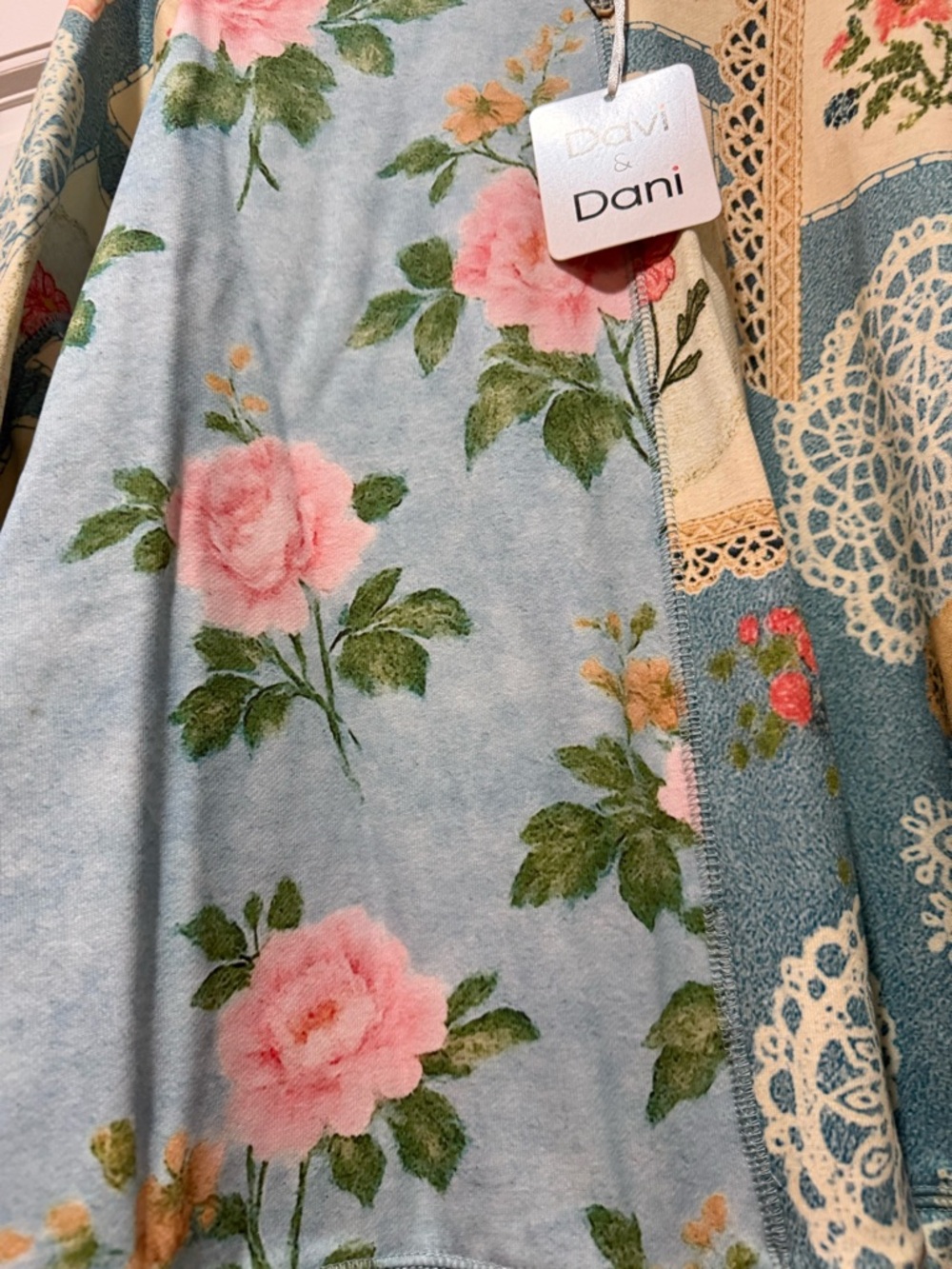 DAVI & DANI Pastel Blue Floral Patchwork Sweatshirt - Picture 6 of 9